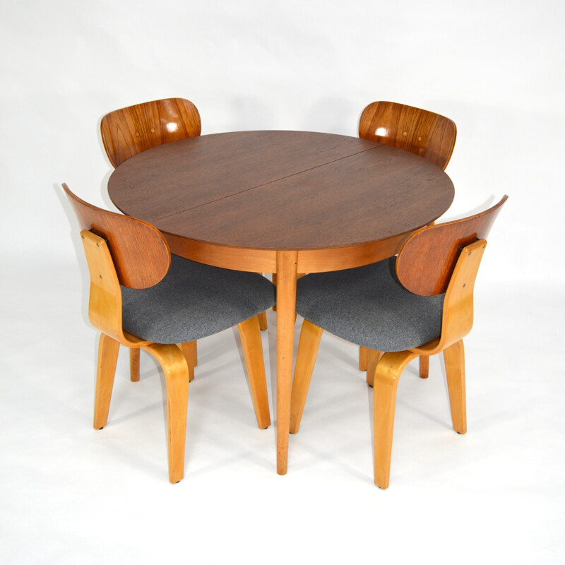 Ensemble table et chaises "TB05/SB02" Pastoe en bouleau, Cees BRAAKMAN - 1950