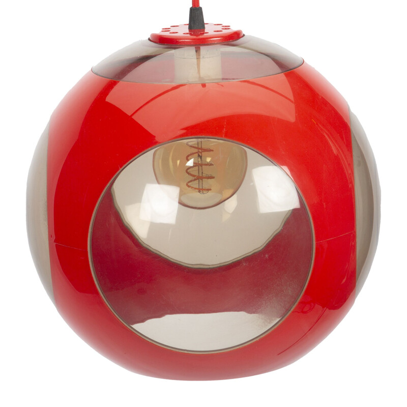 Vintage Red UFO ball pendant Lamp by Luigi Colani for Massive 1960s