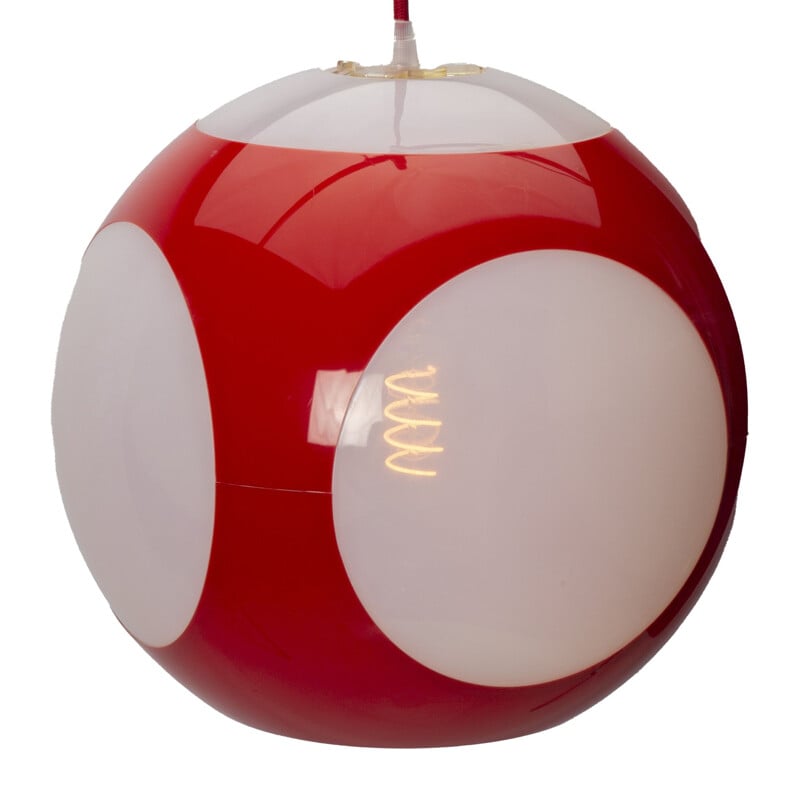 Vintage Red UFO ball pendant Lamp by Luigi Colani for Massive 1960s