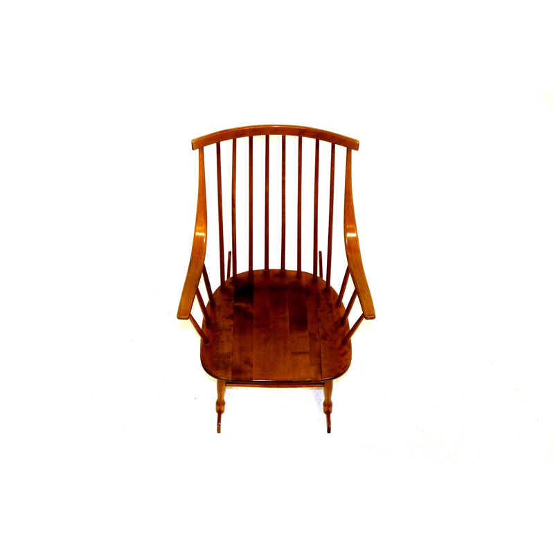 Fauteuil à bascule vintage en hêtre 1960