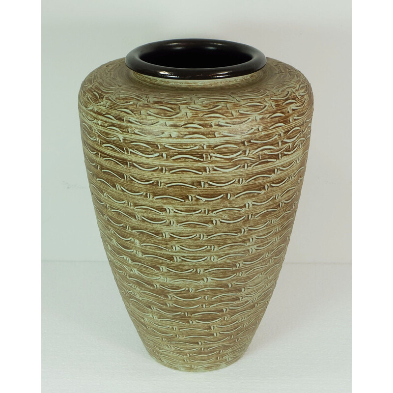 German Dumler & Breiden vase in green and brown ceramic - 1950s