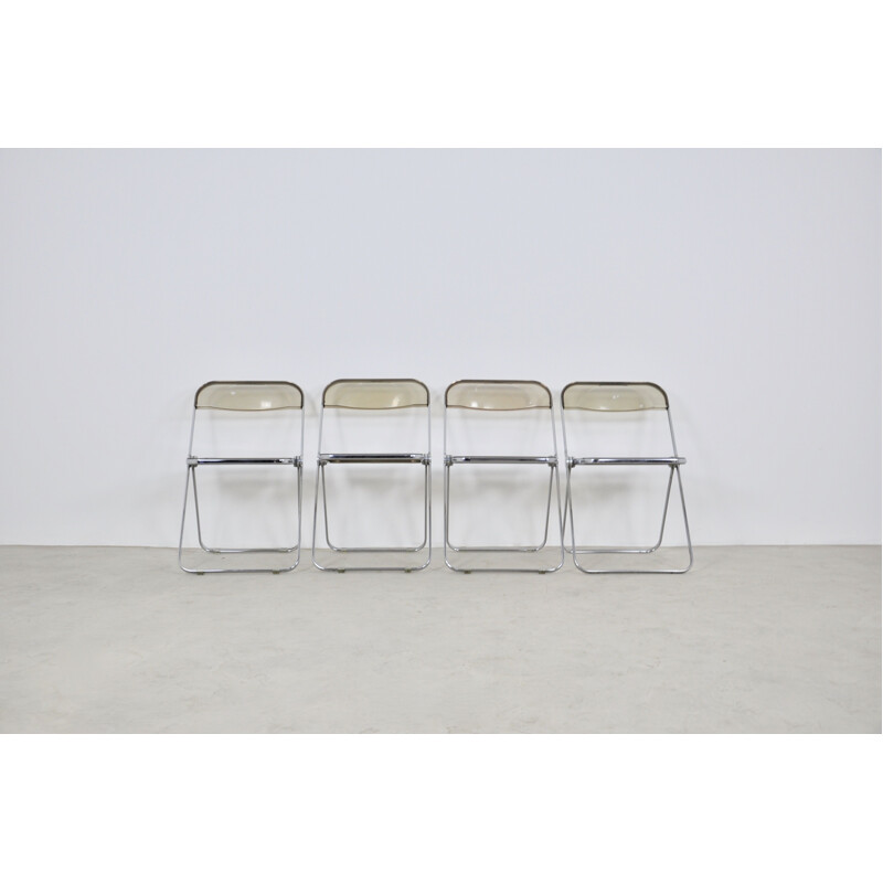 Lot de 4 chaises vintage Plona de Giancarlo Piretti pour Castelli 1970