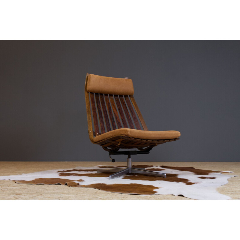 Vintage Hans Brattrud Lounge chair in rosewood and leather for Hove Mobler 1960s