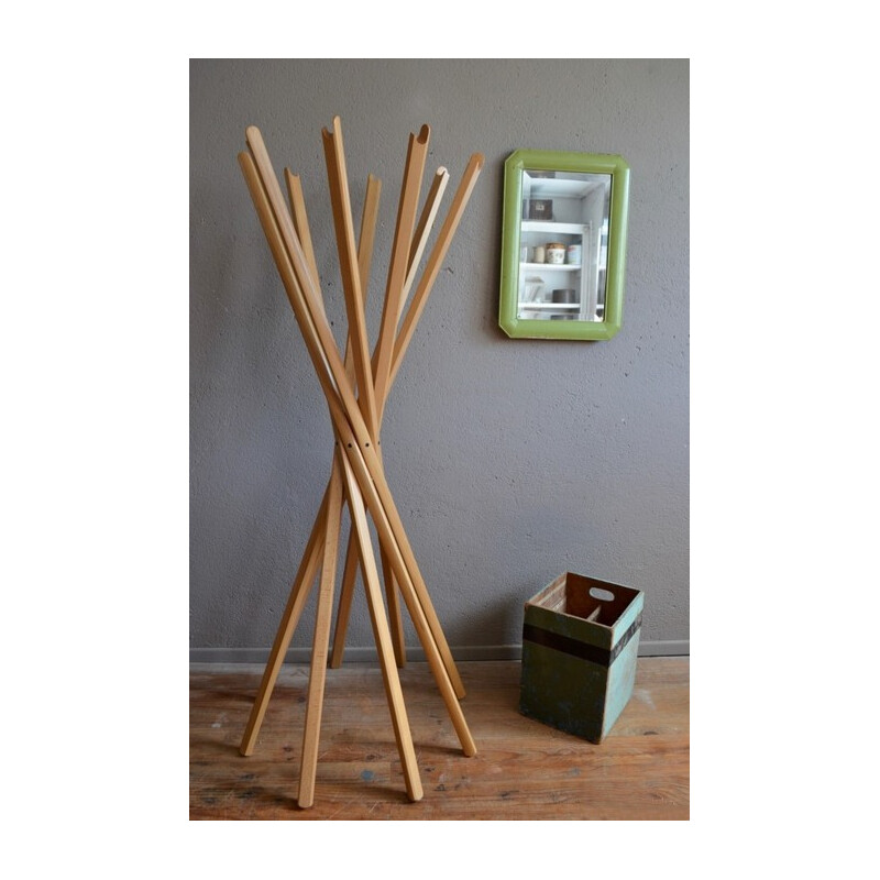 Zanotta "Sciangai" coat rack in beech, LOMAZZI, D'URBINO, DE PAS - 1970s