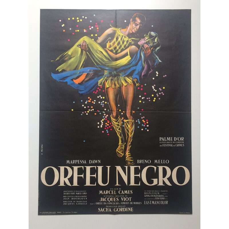 Vintage Original poster Orfeu Negro Gilber Allardb French 1959s
