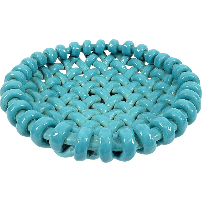 French Vallauris ceramic blue bowl, Jérôme MASSIER - 1960s