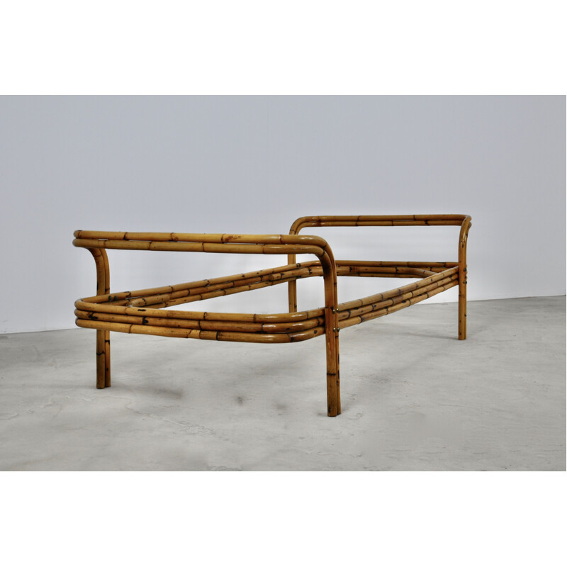 Vintage Rattan and Bamboo Single Bed 1960s