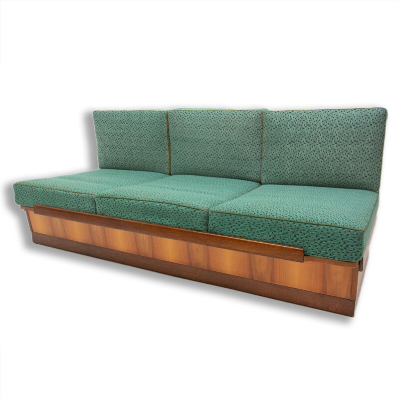 Mid century sofabed in walnut by Jindrich Halabala for UP Zavody 1950s