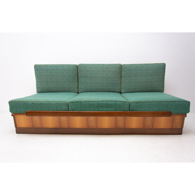 Mid century sofabed in walnut by Jindrich Halabala for UP Zavody 1950s