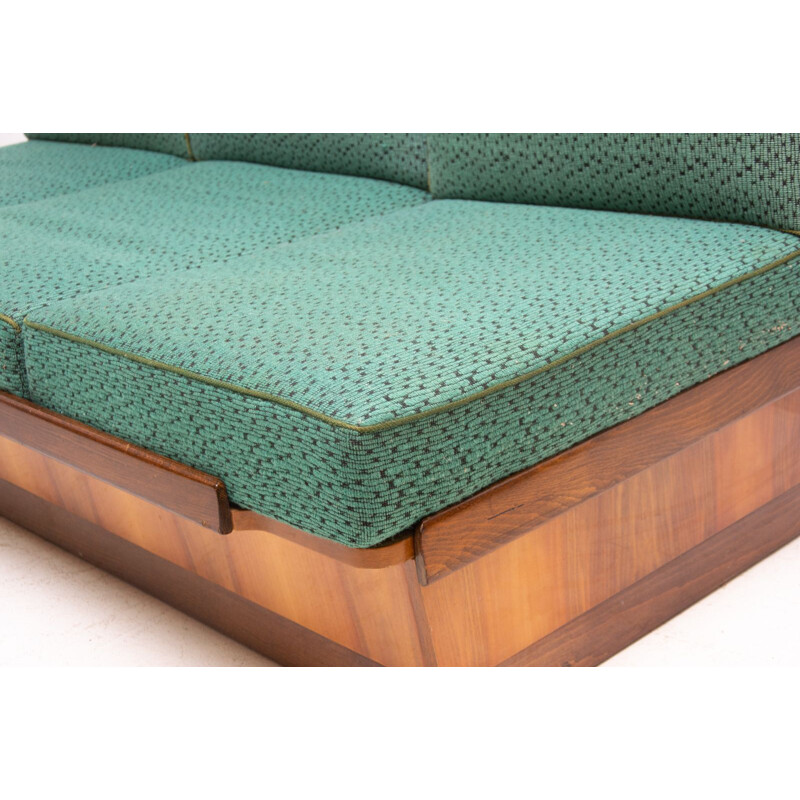 Mid century sofabed in walnut by Jindrich Halabala for UP Zavody 1950s