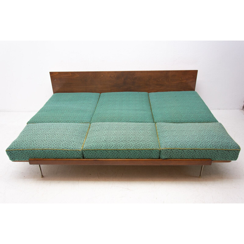 Mid century sofabed in walnut by Jindrich Halabala for UP Zavody 1950s