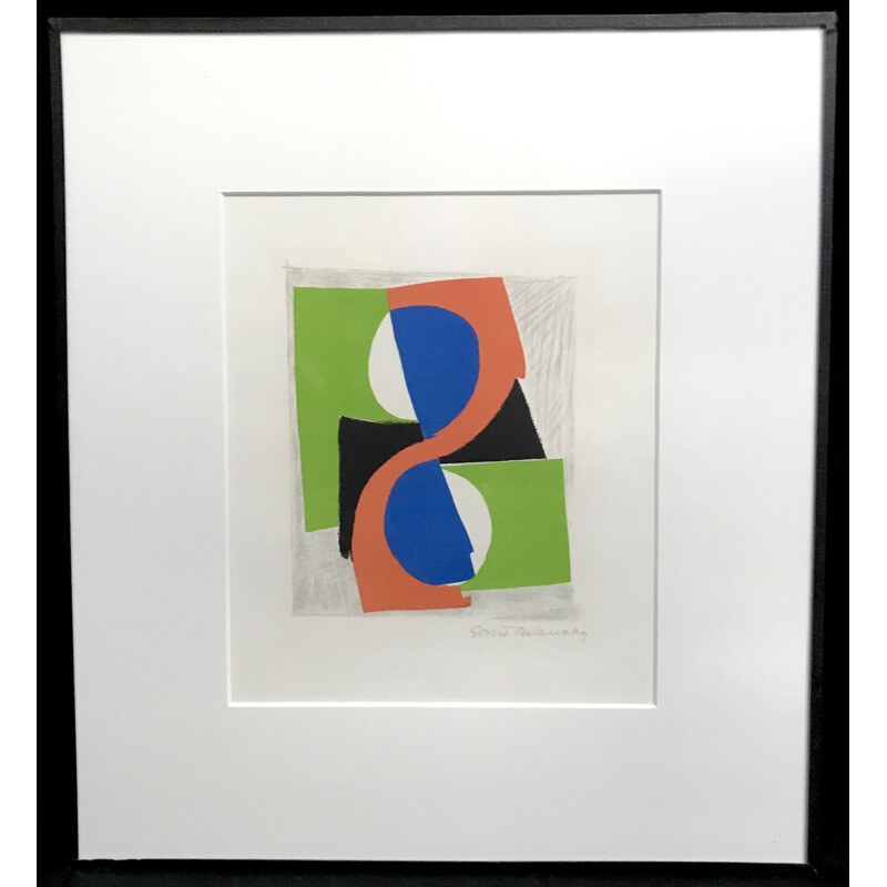 Vintage color lithograph by Sonia Delaunay, 1970