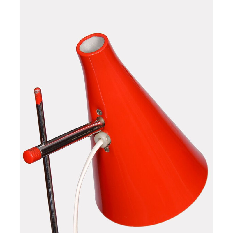 Vintage red metal table lamp by Josef Hurka for Lidokov 1960s