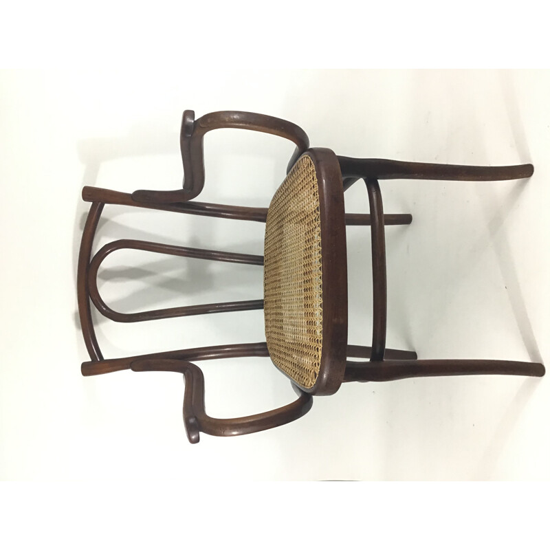 Vintage Thonet bentwood and rattan cane armchair
