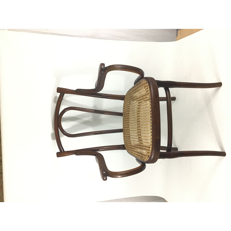 Vintage Thonet bentwood and rattan cane armchair