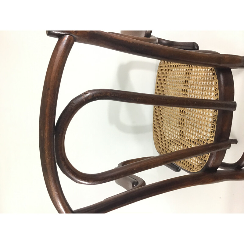 Vintage Thonet bentwood and rattan cane armchair