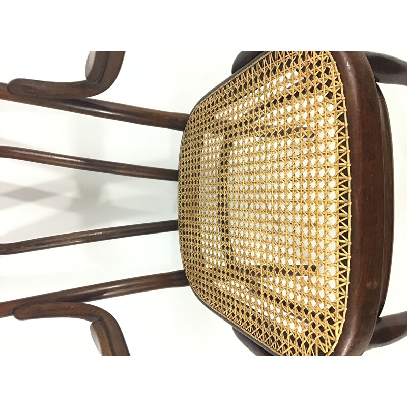 Vintage Thonet bentwood and rattan cane armchair