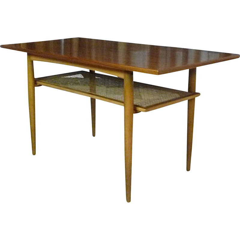 Houten vitrage salontafel van Wilhelm Knoll, Duitsland 1960