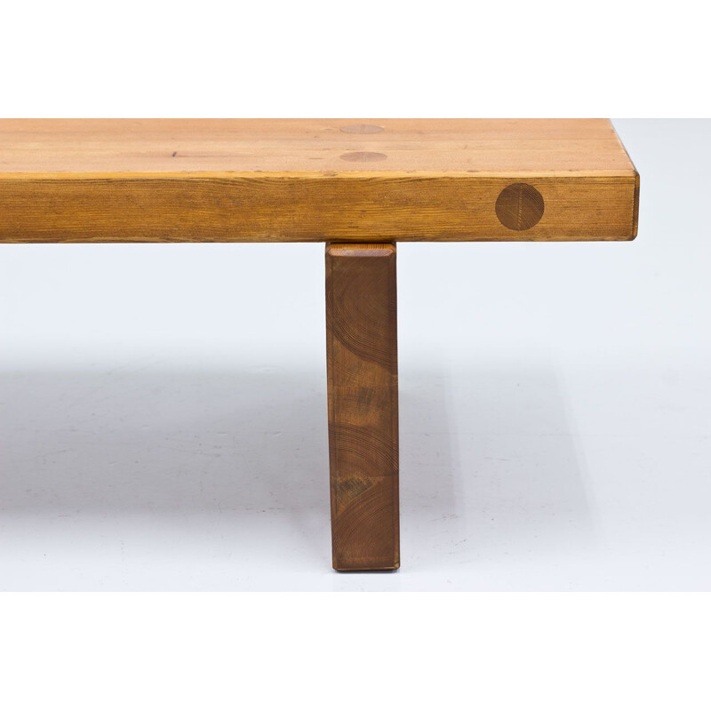 Vintage Roland Wilhelmsson Bench Table in Solid Pine Sweden 1970s