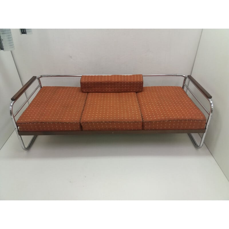 Vintage-Sofa 3-Sitzer Bauhaus Robert Slezák in Chrom 1940