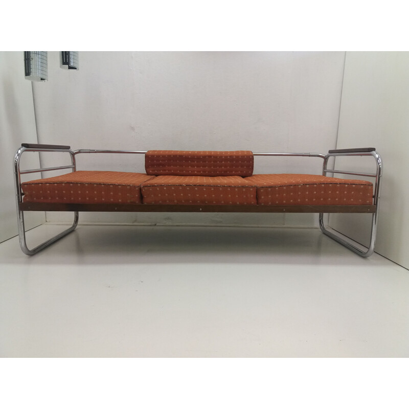 Vintage-Sofa 3-Sitzer Bauhaus Robert Slezák in Chrom 1940