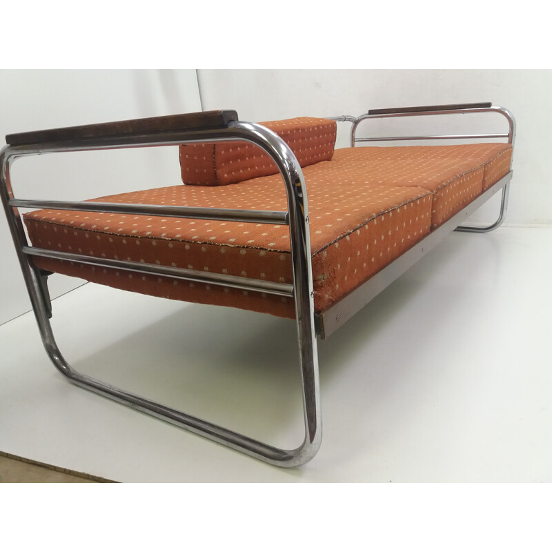 Vintage-Sofa 3-Sitzer Bauhaus Robert Slezák in Chrom 1940