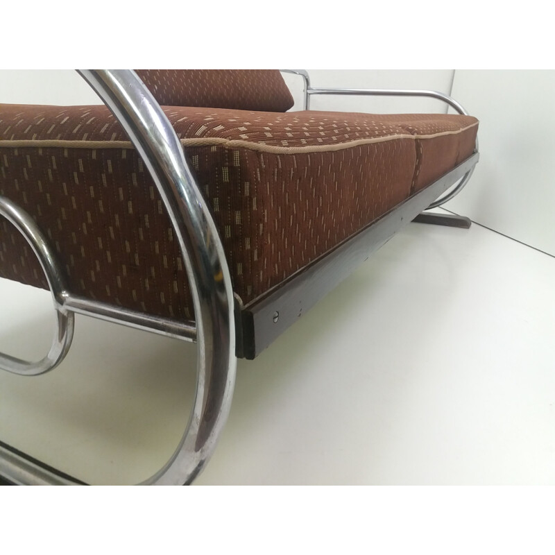 Vintage Chrome Bauhaus Robert Slezák 3-seather sofa 1937s