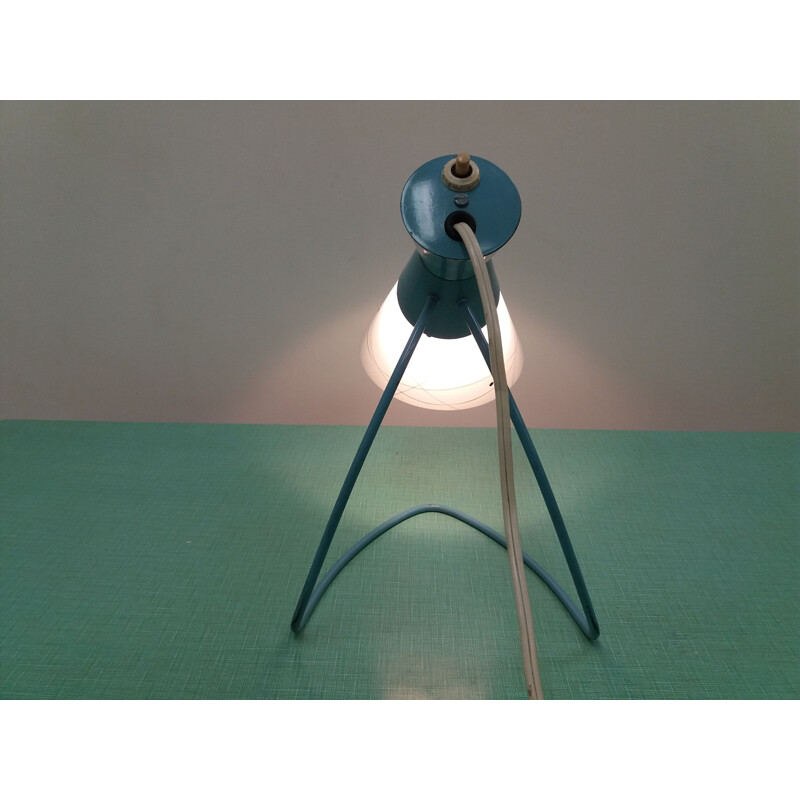 Lampe de table vintage en métal en verre, Tchécoslovaquie 1958