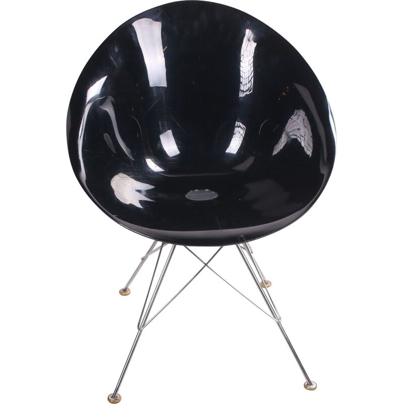 Chaise vintage à piétement métallique noire Eros Kartell 1998