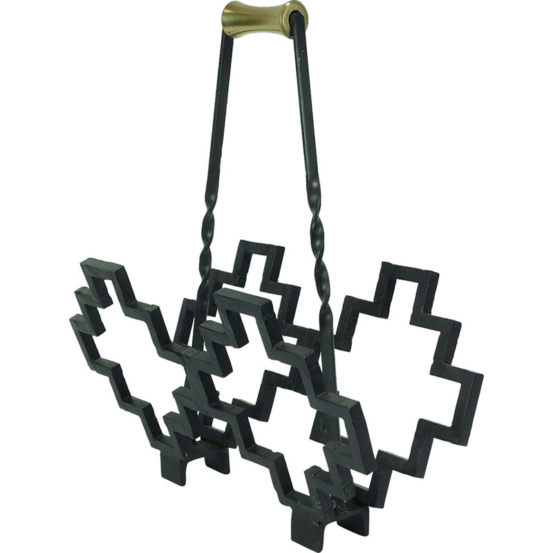 Mid century brutalist wrought-iron magazine rack - 1950s