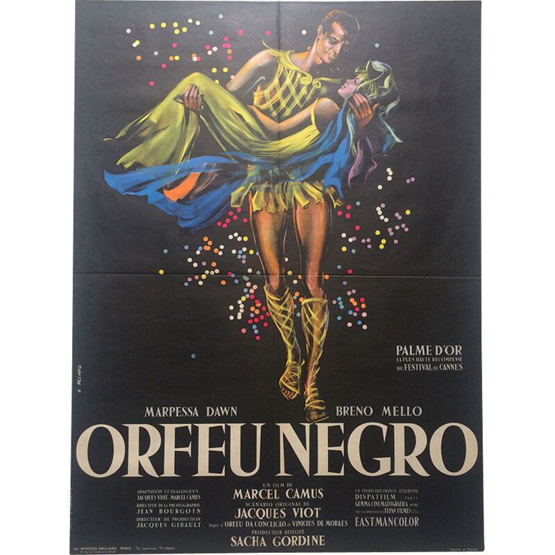 Affiche vintage originale Orfeu Negro Gilber Allardb française 1959