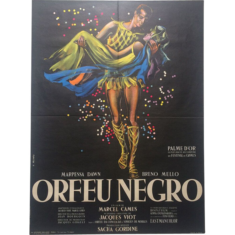 Vintage Original poster Orfeu Negro Gilber Allardb French 1959s