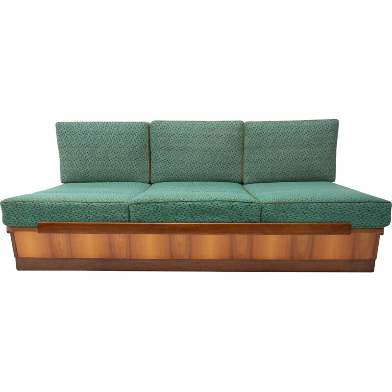 Mid century sofabed in walnut by Jindrich Halabala for UP Zavody 1950s