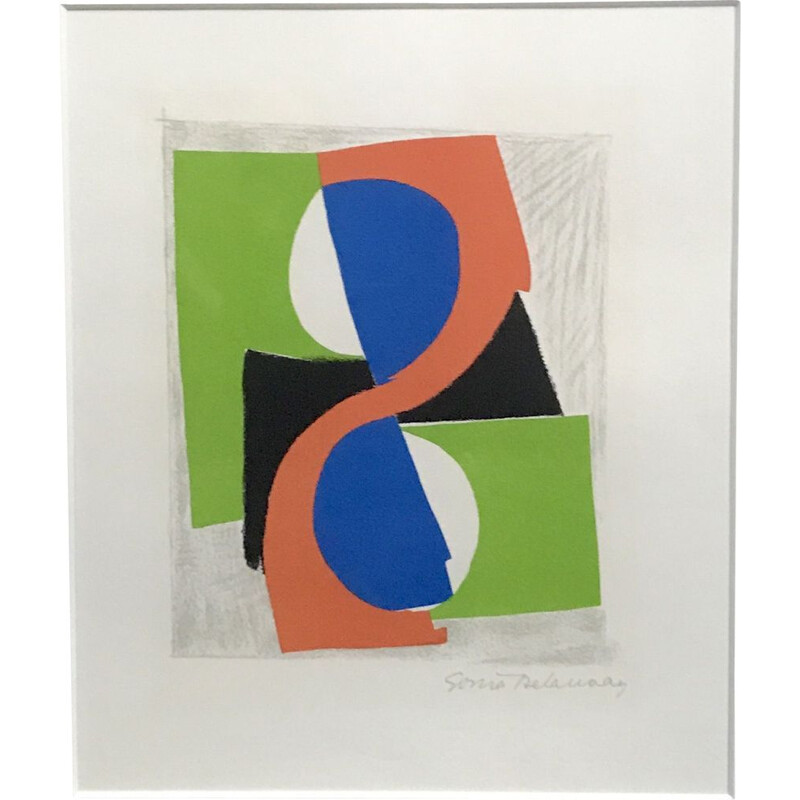 Vintage color lithograph by Sonia Delaunay, 1970
