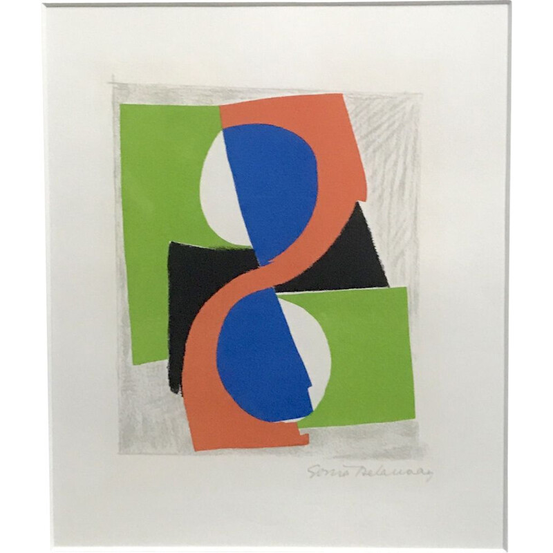 Vintage kleurenlitho van Sonia Delaunay, 1970