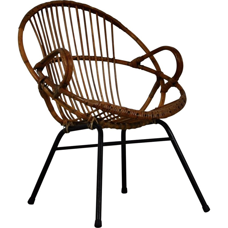 Vintage Rattan Armchair from Rohe Noordwolde 1960s