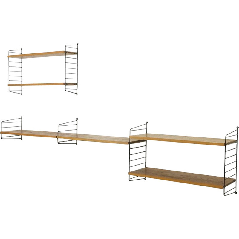 Scandinavian String Furniture shelving system in wood, Nisse STRINNING - 1950s