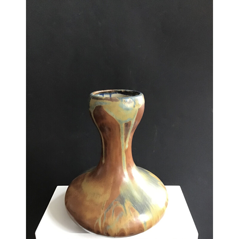 Vase vintage en grès de Puisaye Alfred Lebret 1920