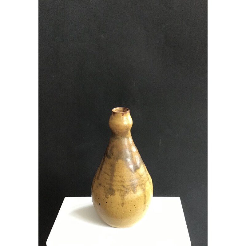 Vintage Puisaye stoneware vase Gaston Gaubier 1925s