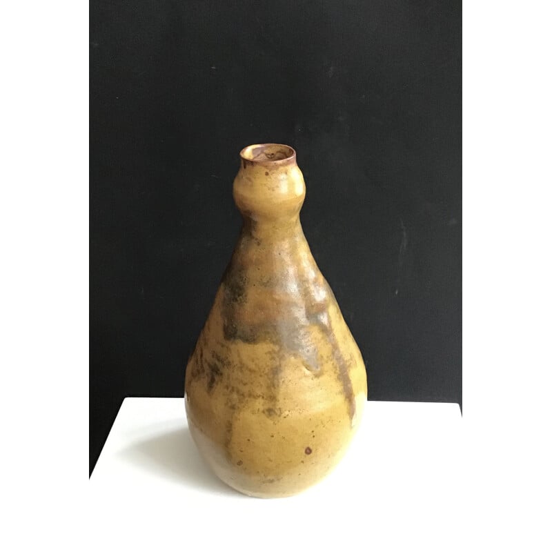 Vintage Puisaye stoneware vase Gaston Gaubier 1925s
