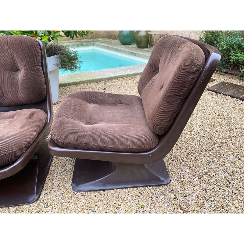 Set of 3 vintage Grosfillex Albert Jacob Fireside chairs 1970s