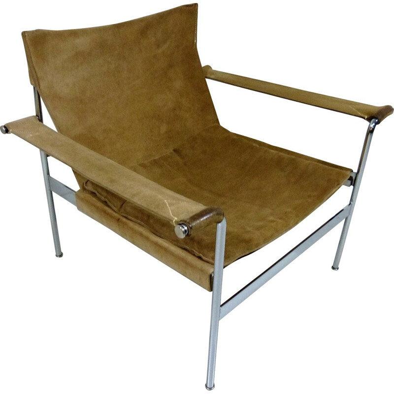 Tecta "D99" lounge chair in brown suede and chrome steel, Hans KÖNEKE - 1960s