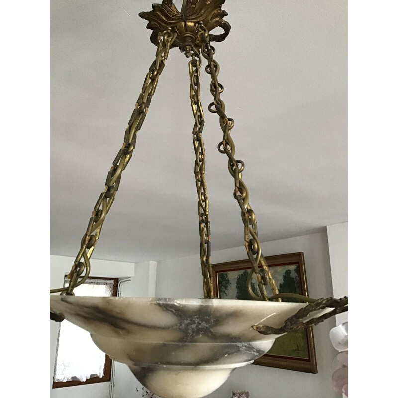 Vintage hanglamp van marmer en glaspasta
