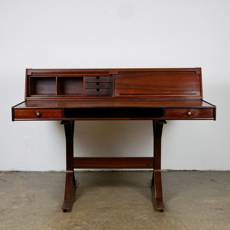 Midcentury Rosewood Desk by Gianfranco Frattini for Bernini Italy 1957s