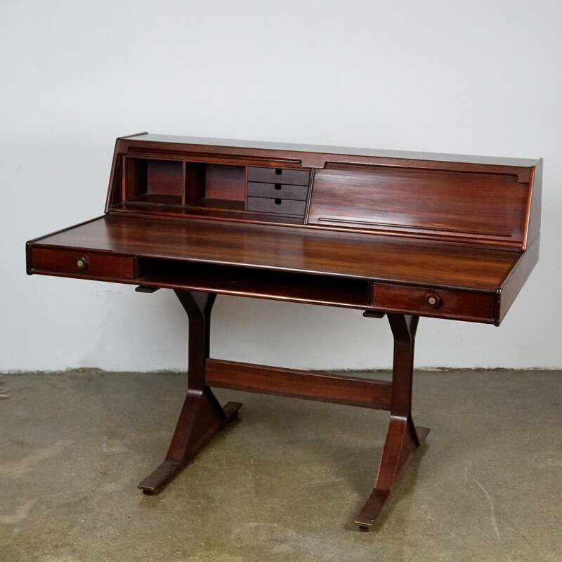 Midcentury Rosewood Desk by Gianfranco Frattini for Bernini Italy 1957s