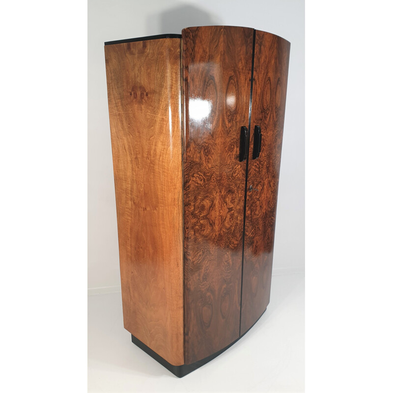 Vintage Walnut Veneer Wardrobe by Jindřich Halabala for UP Závody 1950s