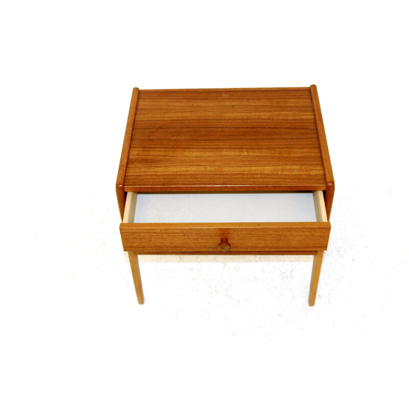 Vintage bedside table in teak and beech Sweden 1960s