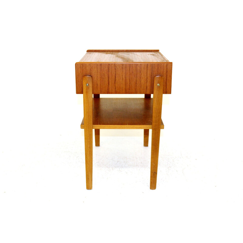 Vintage bedside table in teak and beech Sweden 1960s