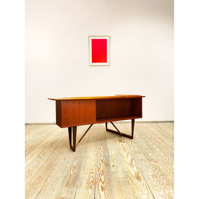 Vintage Boomerang brass writing desk by Peter Lovig Nielsen for Hedensted Mobelfabrik, Denmark 1960