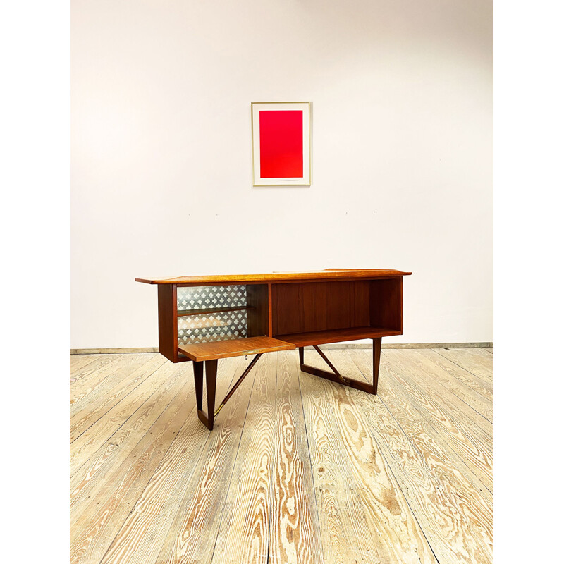 Vintage Boomerang brass writing desk by Peter Lovig Nielsen for Hedensted Mobelfabrik, Denmark 1960